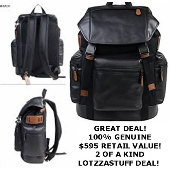 NEW COACH F56543 GUNMETAL BLACK LEATHER TREK BACKPACK + BONUS PENS-$600+VALUE! - Picture 13 of 13